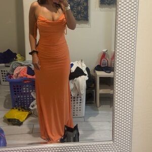 Elegant Orange Evening Gown